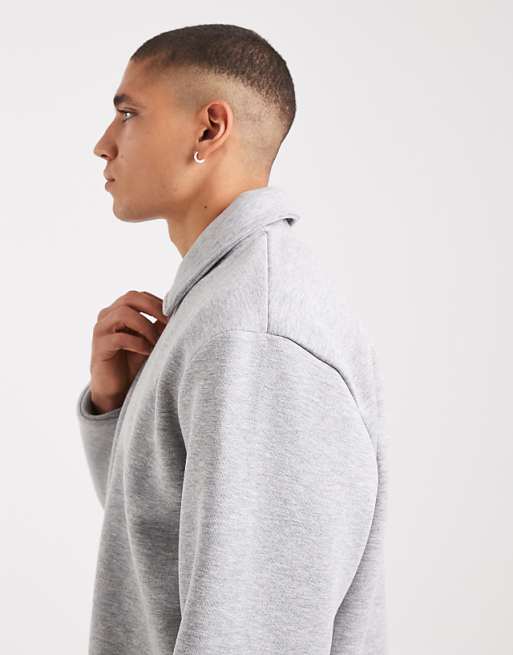 ASOS DESIGN Boxy Relaxed Quarter Zip Rugby Sweatshirt In Grey