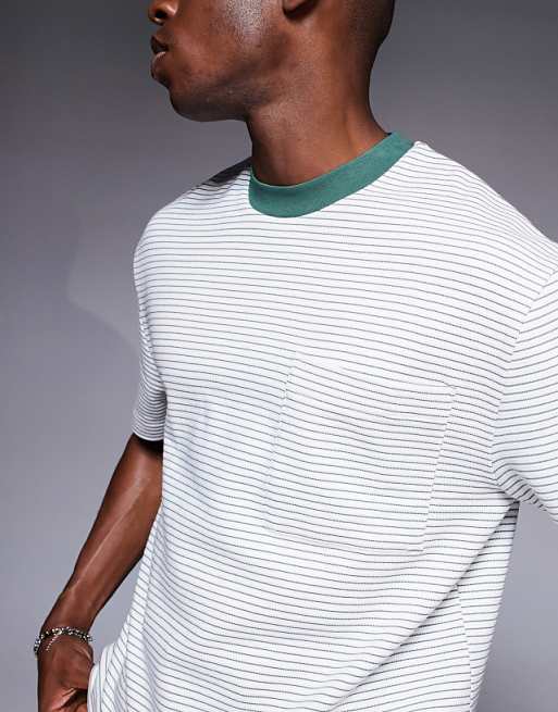 ASOS DESIGN Boxy Relaxed T-shirt With Pocket In Texture Stripe