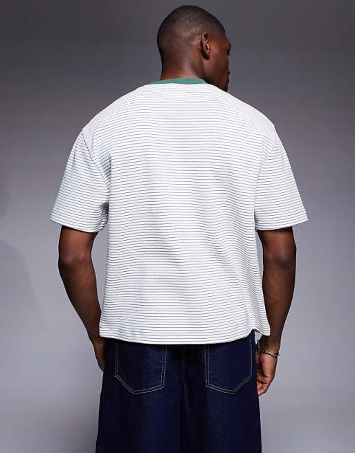 ASOS DESIGN Boxy Relaxed T-shirt With Pocket In Texture Stripe