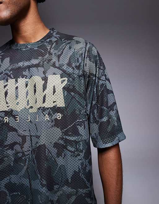 ASOS DESIGN Boxy Relaxed T-shirt With Text Graphic In Camo Print
