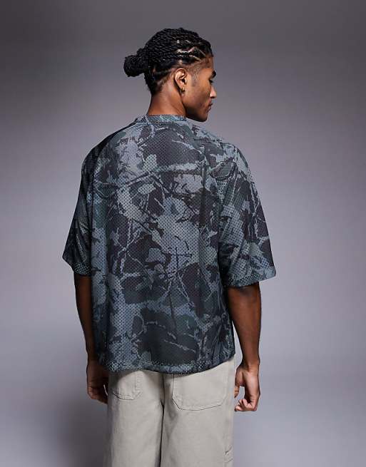 ASOS DESIGN Boxy Relaxed T-shirt With Text Graphic In Camo Print