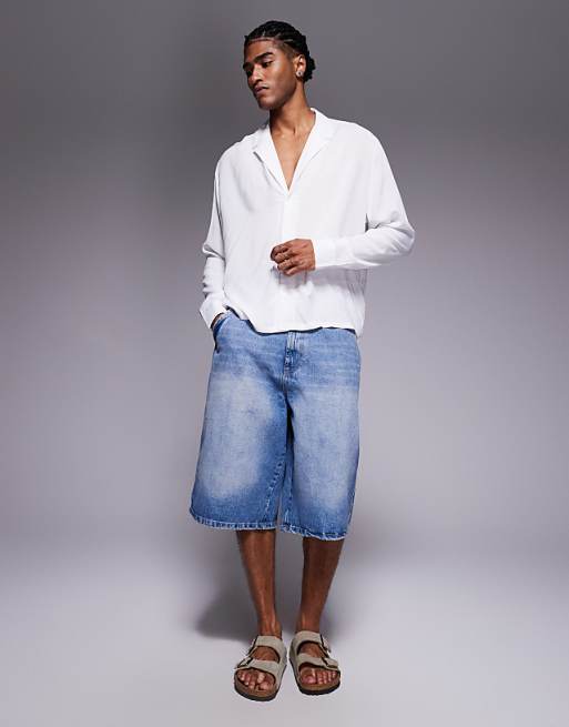 ASOS DESIGN Boxy Relaxed Viscose Shirt In White