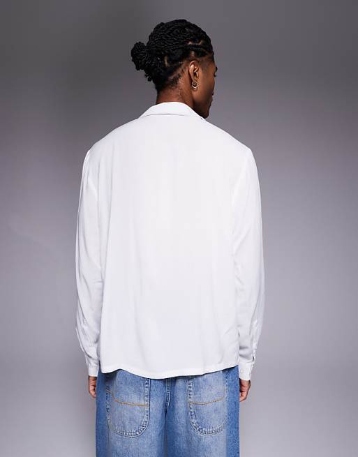 ASOS DESIGN Boxy Relaxed Viscose Shirt In White