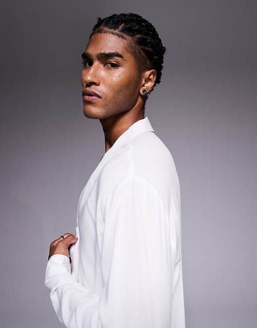 ASOS DESIGN Boxy Relaxed Viscose Shirt In White