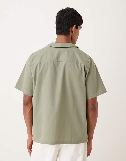 ASOS DESIGN Boxy Relaxed Wrap Shirt In Khaki