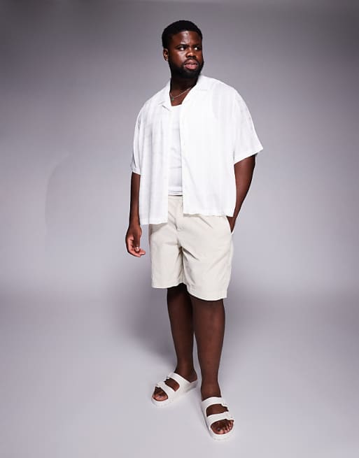 ASOS DESIGN Boxy Revere Sheer Shirt With Check In White