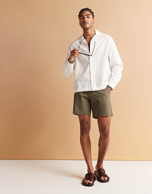 ASOS DESIGN Boxy Revere Shirt In White Jacquard