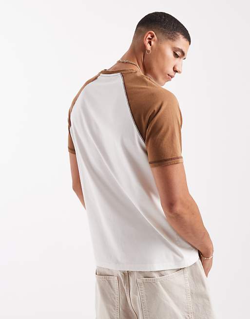 ASOS DESIGN Boxy Standard Fit T-shirt With Front Graphic In White And Brown