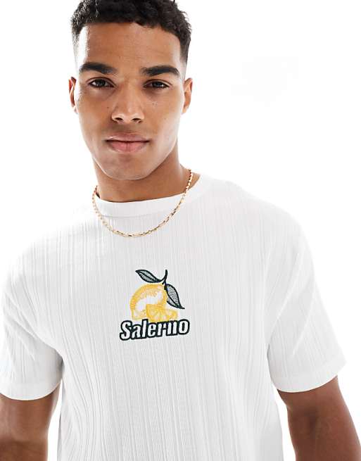 ASOS DESIGN Boxy Standard Fit T-shirt With Fruit Embroidery In White