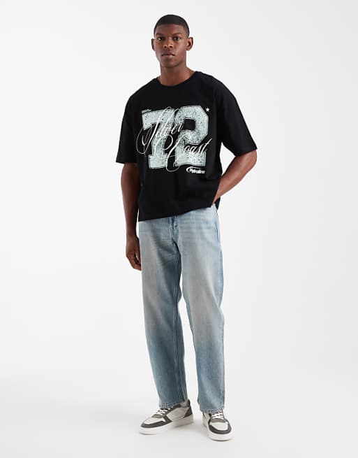 ASOS DESIGN Boxy T-shirt With Front Print In Black