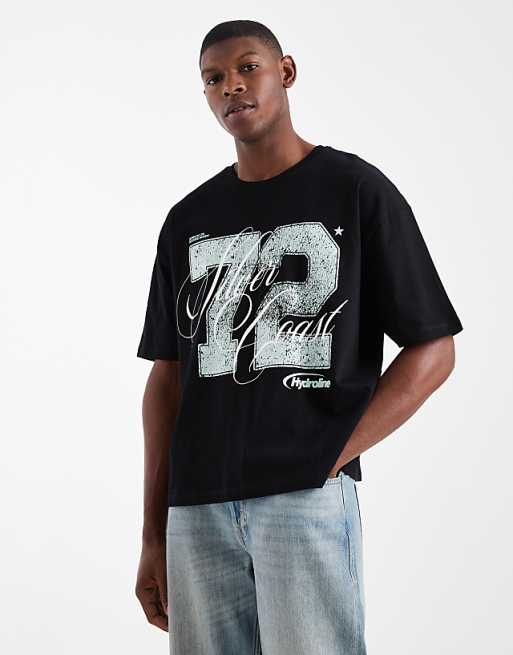 ASOS DESIGN boxy t-shirt with front print in black