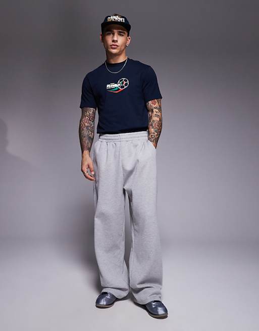 ASOS DESIGN Boxy T-shirt With Italia Sports Graphic In Navy