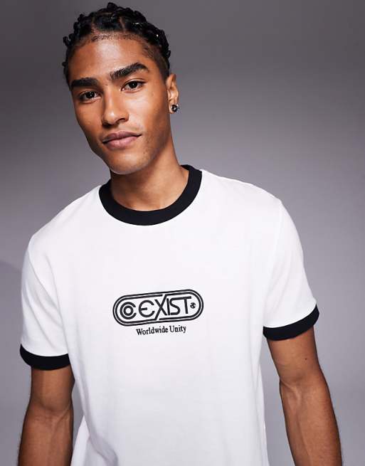 ASOS DESIGN boxy t-shirt with text graphic in white