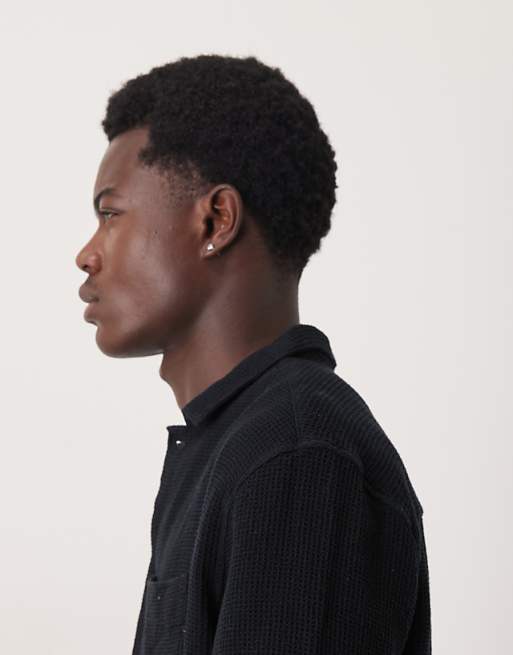 ASOS DESIGN Boxy Textured Overshirt In Black