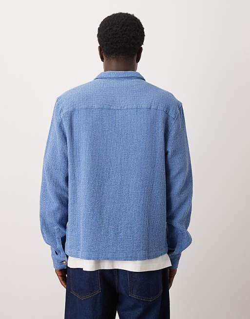 ASOS DESIGN Boxy Textured Overshirt In Blue
