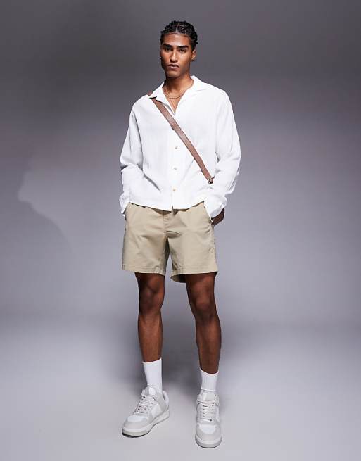 ASOS DESIGN Boxy Textured Revere Shirt In White