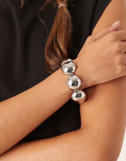 ASOS DESIGN Bracelet With Spherical Details In Silver Tone