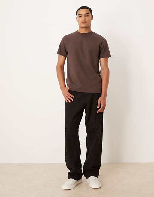 ASOS DESIGN BreatheMAX™ Heavyweight Crew Neck T-shirt In Brown Cotton Blend