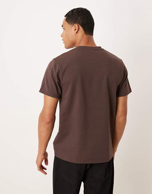 ASOS DESIGN BreatheMAX™ Heavyweight Crew Neck T-shirt In Brown Cotton Blend