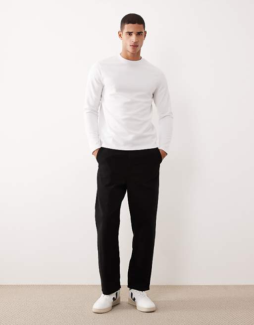 ASOS DESIGN BreatheMAX™ Heavyweight Long Sleeve T-shirt In White Cotton Blend