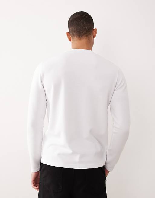 ASOS DESIGN BreatheMAX™ Heavyweight Long Sleeve T-shirt In White Cotton Blend