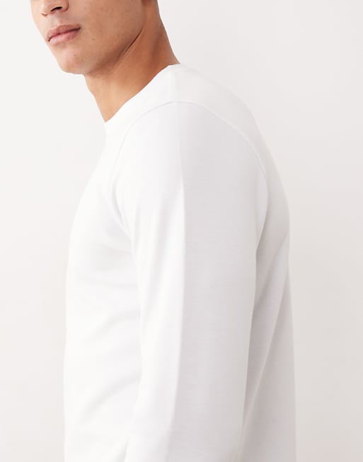ASOS DESIGN BreatheMAX™ Heavyweight Long Sleeve T-shirt In White Cotton Blend