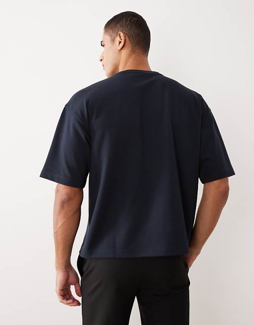 ASOS DESIGN BreatheMAX™ Heavyweight Oversized Boxy T-shirt In Navy Cotton Blend