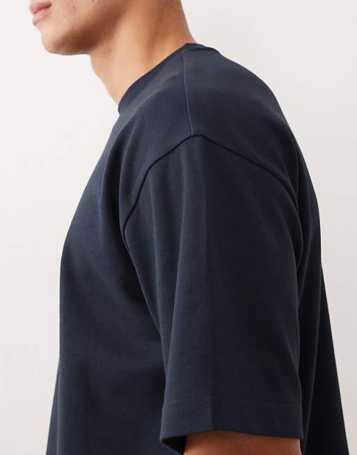ASOS DESIGN BreatheMAX™ Heavyweight Oversized Boxy T-shirt In Navy Cotton Blend