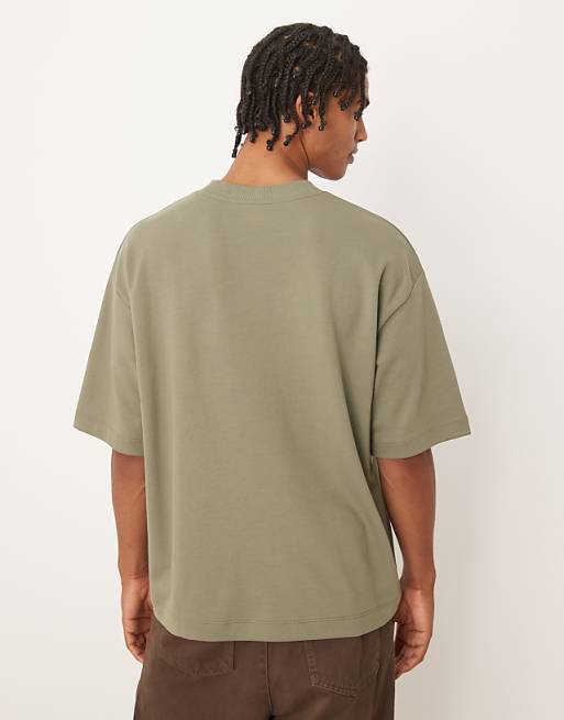 ASOS DESIGN BreatheMAX™ Heavyweight Oversized Boxy T-shirt In Khaki Cotton Blend