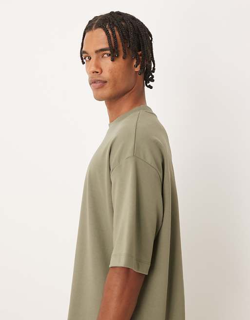 ASOS DESIGN BreatheMAX™ Heavyweight Oversized Boxy T-shirt In Khaki Cotton Blend