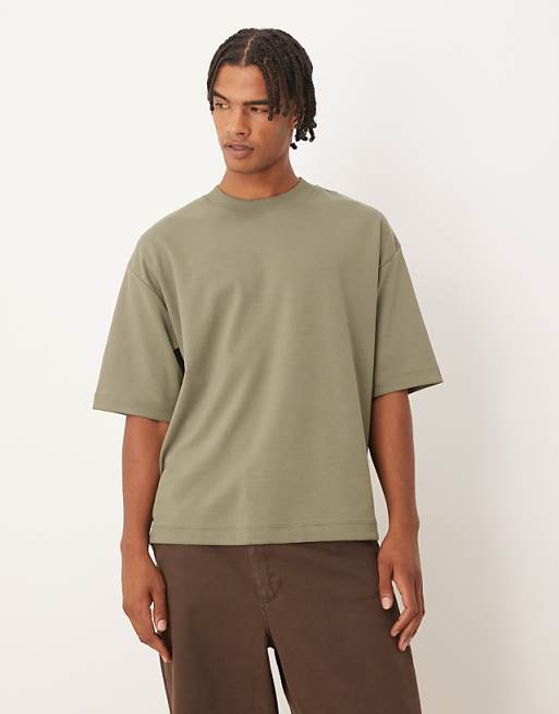 ASOS DESIGN breatheMAX™ heavyweight oversized boxy t-shirt in khaki cotton blend