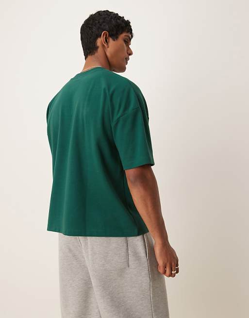 ASOS DESIGN BreatheMAX™ Heavyweight Oversized Boxy Dropped Shoulder T-shirt With Summer Graphic In Green