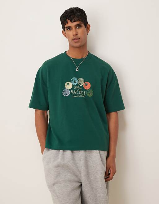 ASOS DESIGN BreatheMAX™ Heavyweight Oversized Boxy Dropped Shoulder T-shirt With Summer Graphic In Green