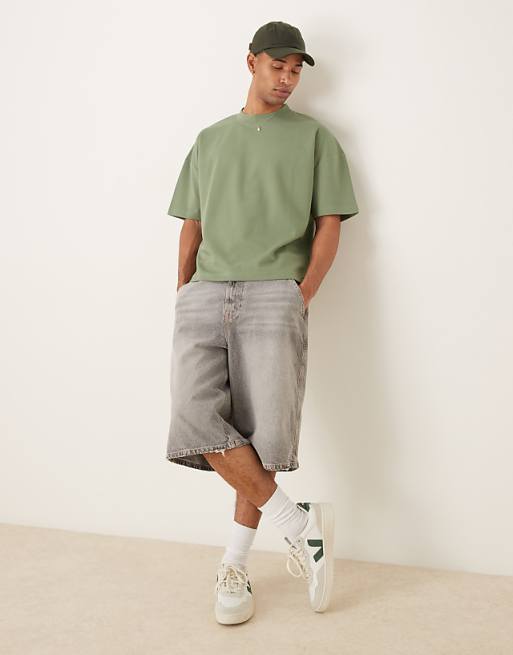 ASOS DESIGN BreatheMAX™ Heavyweight Oversized Boxy Drop Shoulder T-shirt In Sage Cotton Blend