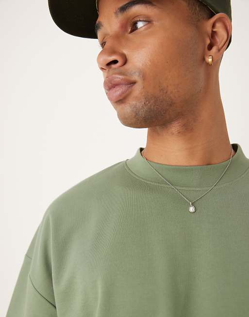 ASOS DESIGN BreatheMAX™ Heavyweight Oversized Boxy Drop Shoulder T-shirt In Sage Cotton Blend