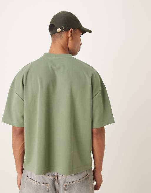 ASOS DESIGN BreatheMAX™ Heavyweight Oversized Boxy Drop Shoulder T-shirt In Sage Cotton Blend