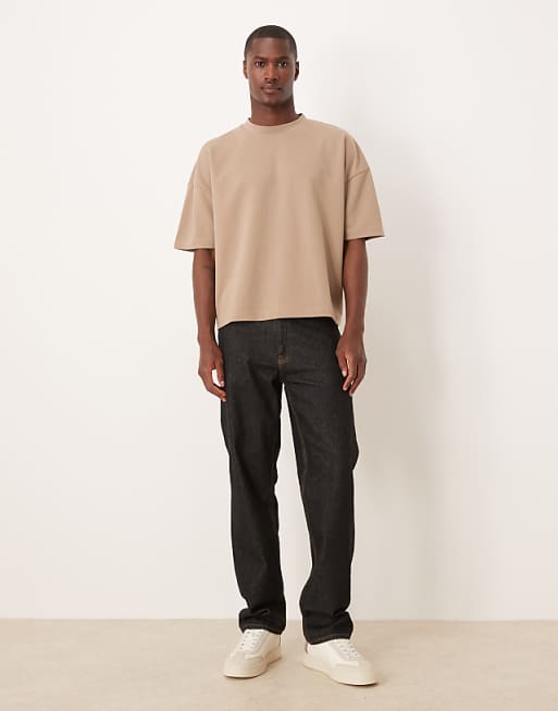 ASOS DESIGN BreatheMAX™ Heavyweight Oversized Boxy Drop Shoulder T-shirt In Stone Cotton Blend