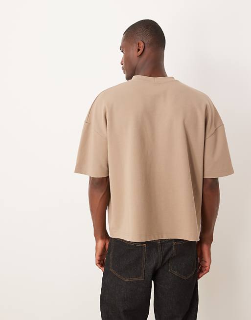 ASOS DESIGN BreatheMAX™ Heavyweight Oversized Boxy Drop Shoulder T-shirt In Stone Cotton Blend