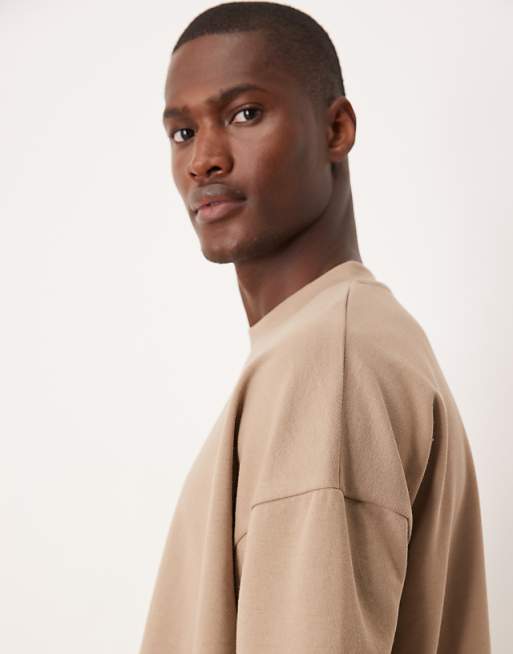ASOS DESIGN BreatheMAX™ Heavyweight Oversized Boxy Drop Shoulder T-shirt In Stone Cotton Blend