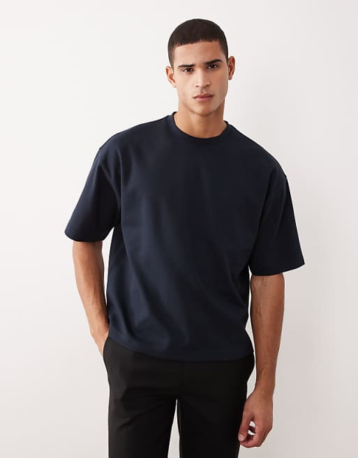 ASOS DESIGN breatheMAX™ heavyweight oversized boxy t-shirt in navy cotton blend