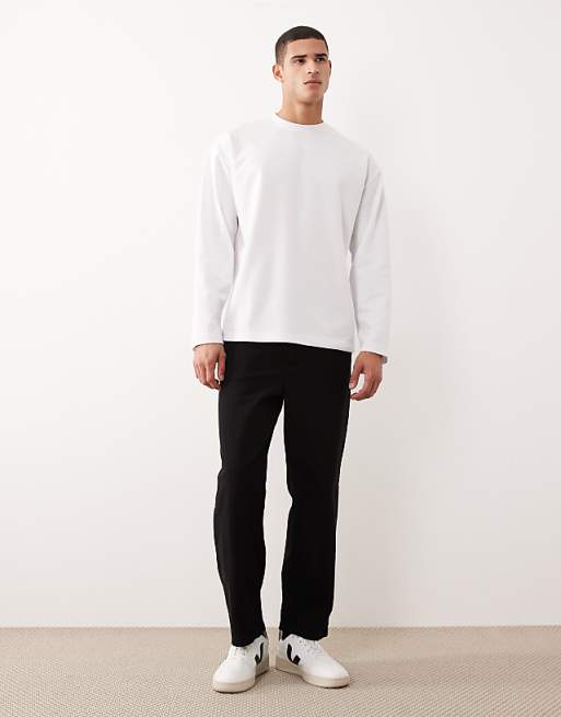 ASOS DESIGN BreatheMAX™ Heavyweight Oversized Long Sleeve T-shirt In White Cotton Blend