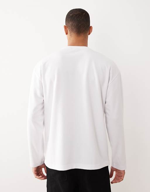 ASOS DESIGN BreatheMAX™ Heavyweight Oversized Long Sleeve T-shirt In White Cotton Blend