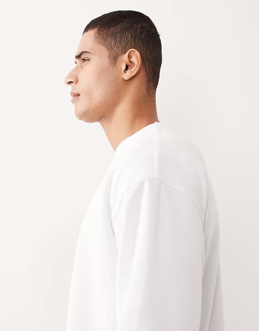 ASOS DESIGN BreatheMAX™ Heavyweight Oversized Long Sleeve T-shirt In White Cotton Blend
