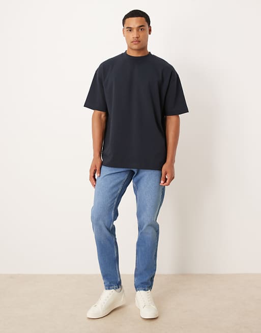 ASOS DESIGN BreatheMAX™ Heavyweight Oversized T-shirt In Navy Cotton Blend