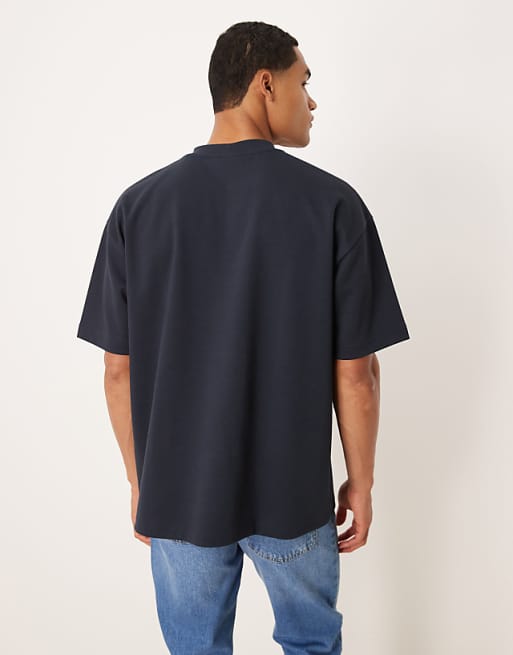 ASOS DESIGN BreatheMAX™ Heavyweight Oversized T-shirt In Navy Cotton Blend