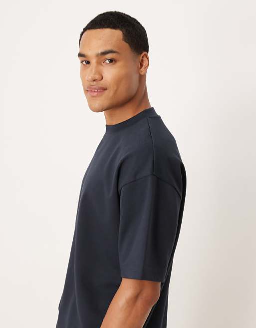 ASOS DESIGN BreatheMAX™ Heavyweight Oversized T-shirt In Navy Cotton Blend