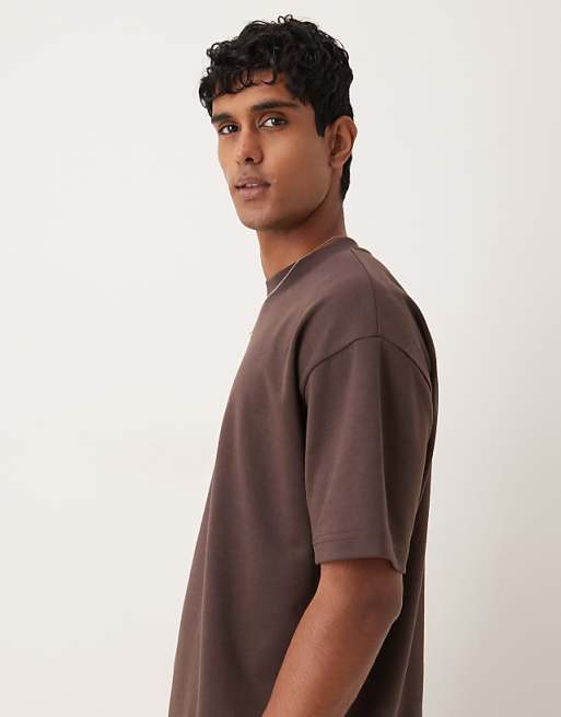 ASOS DESIGN BreatheMAX™ Heavyweight Oversized T-shirt In Brown Cotton Blend