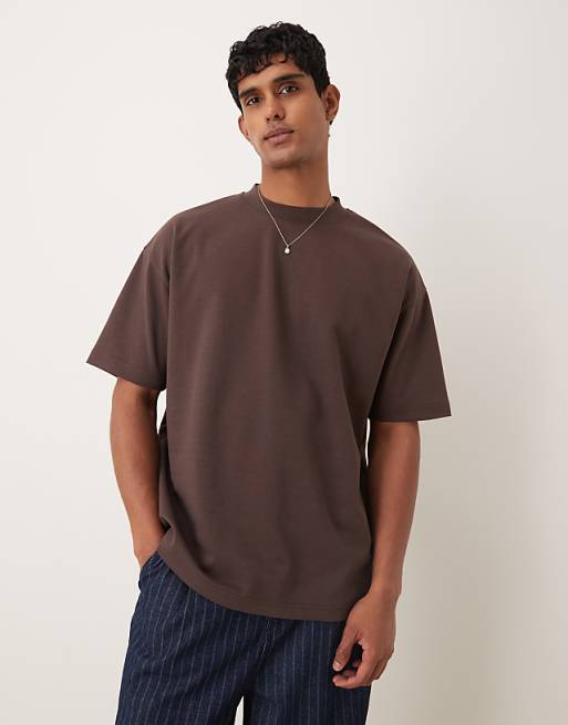 ASOS DESIGN breatheMAX™ heavyweight oversized t-shirt in brown cotton blend