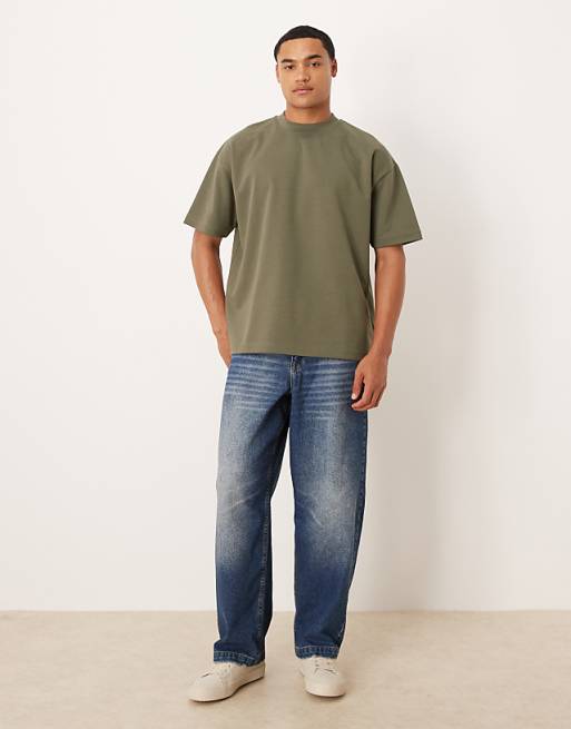 ASOS DESIGN BreatheMAX™ Heavyweight Oversized T-shirt In Khaki Cotton Blend