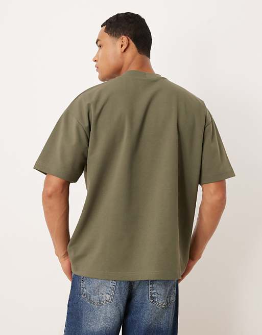 ASOS DESIGN BreatheMAX™ Heavyweight Oversized T-shirt In Khaki Cotton Blend